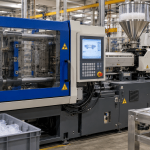 Máquina de inyección en fábrica.