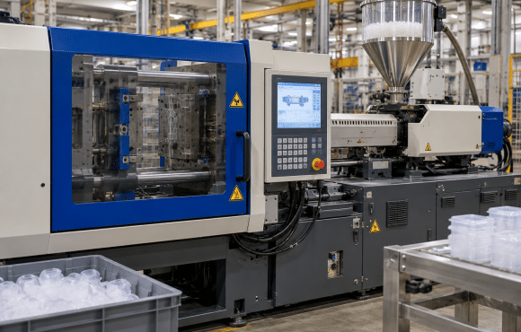 Máquina de inyección en fábrica.